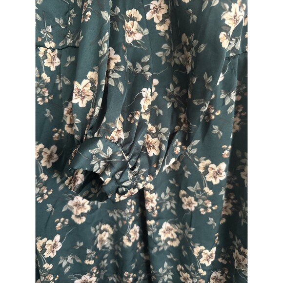 Vince Camuto Women's Plus Size Floral-Print Baby doll Dress Deep Forest Green 1X - Picture 7 of 11